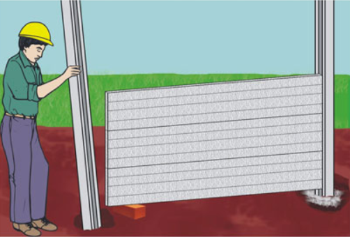 Betonzaun Montageanleitung weiteres Pfostenstück aufstellen